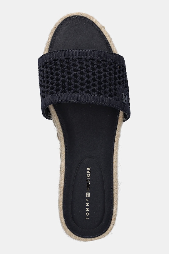 Tommy Hilfiger papuci KNIT MESH ESPADRILLE FLAT SANDAL bleumarin FW0FW08744