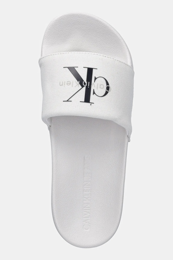 Calvin Klein Jeans klapki SLIDE MONOGRAM WN LOGO CK biały YW0YW01967