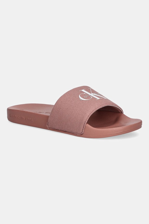 Calvin Klein Jeans klapki SLIDE MONOGRAM WN LOGO CK tekstylny różowy YW0YW01967