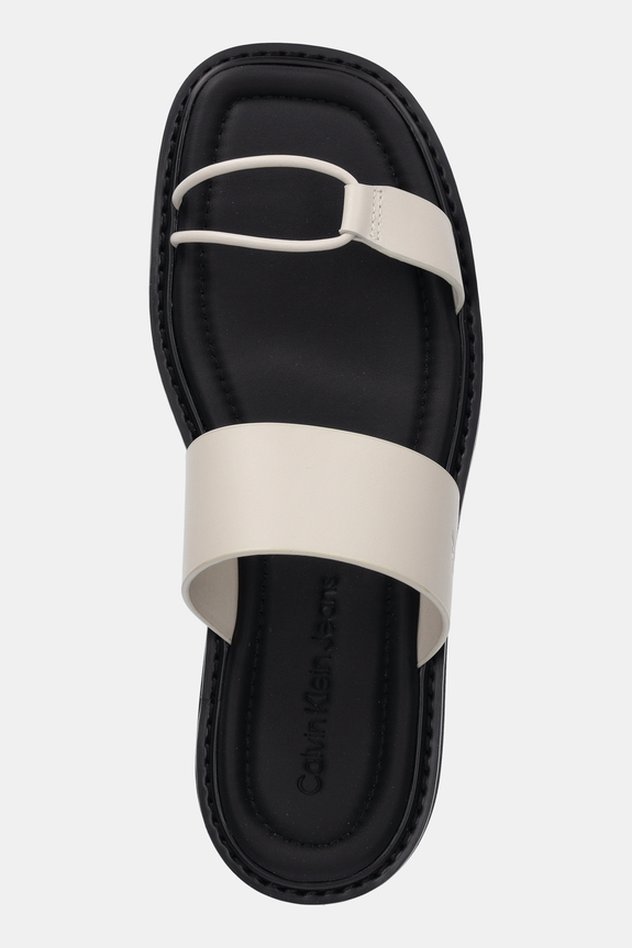 Δερμάτινες παντόφλες Calvin Klein Jeans ROPE SANDAL SOFT LTH MG μπεζ YW0YW01864