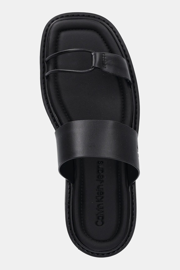 Δερμάτινες παντόφλες Calvin Klein Jeans ROPE SANDAL SOFT LTH MG μαύρο YW0YW01864