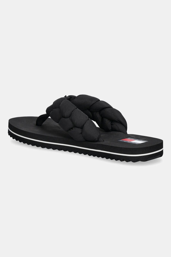 Obuwie Tommy Jeans japonki damskie BRAIDED THONG BEACH SANDAL EN0EN02877 czarny