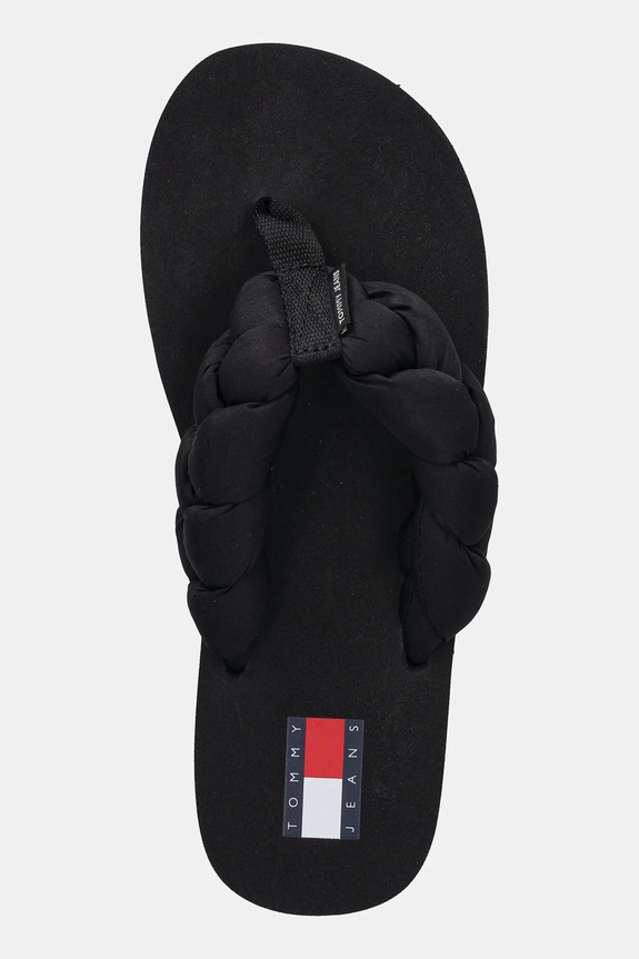 Tommy Jeans japonki damskie BRAIDED THONG BEACH SANDAL czarny EN0EN02877