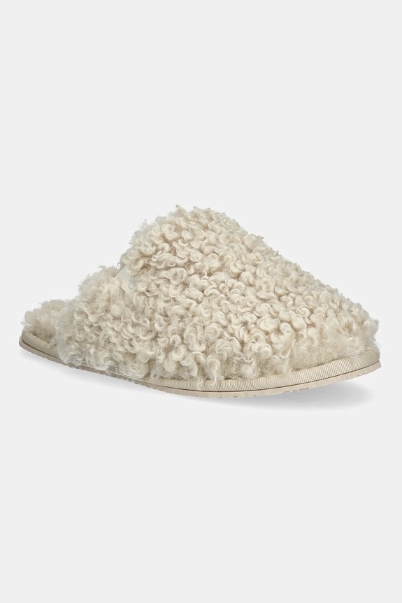 Papuče Calvin Klein CLOSE SLIPPER FUR béžová YW0YW01975