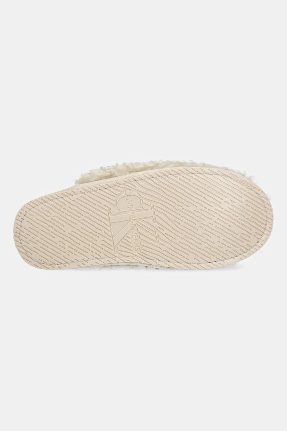 Papuče Calvin Klein CLOSE SLIPPER FUR YW0YW01975 béžová