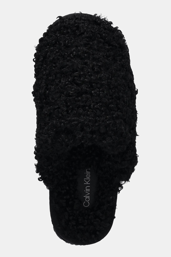 Calvin Klein papuci de casă CLOSE SLIPPER FUR negru YW0YW01975