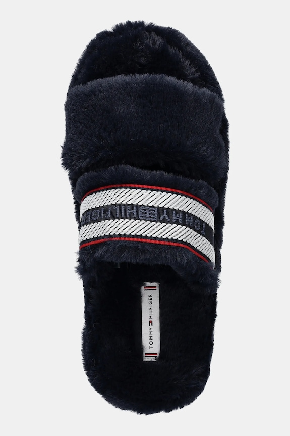 Tommy Hilfiger kapcie HILFIGER FUR SLIPPER granatowy FW0FW08854