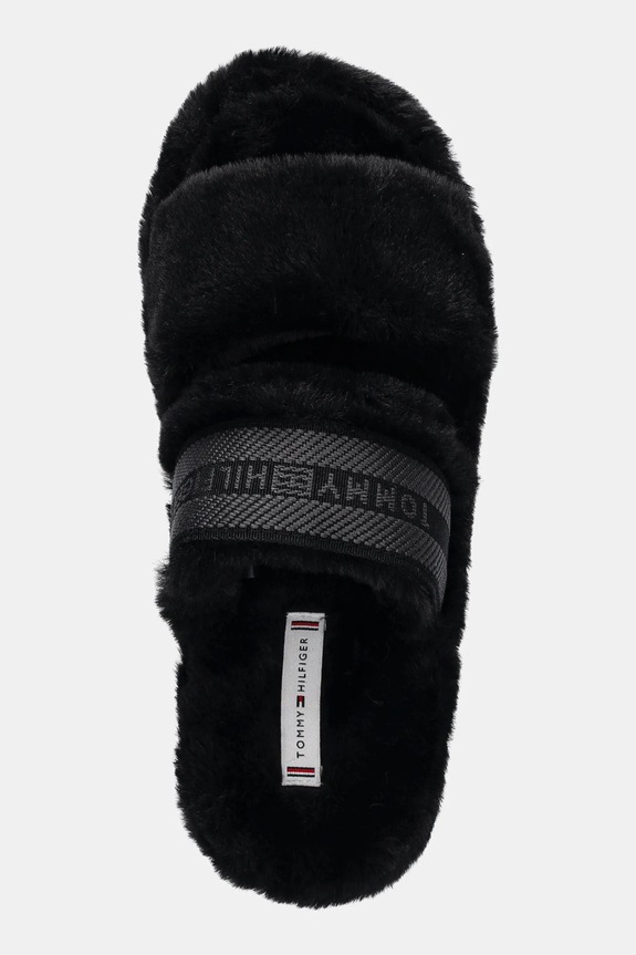 Tommy Hilfiger kapcie HILFIGER FUR SLIPPER czarny FW0FW08854