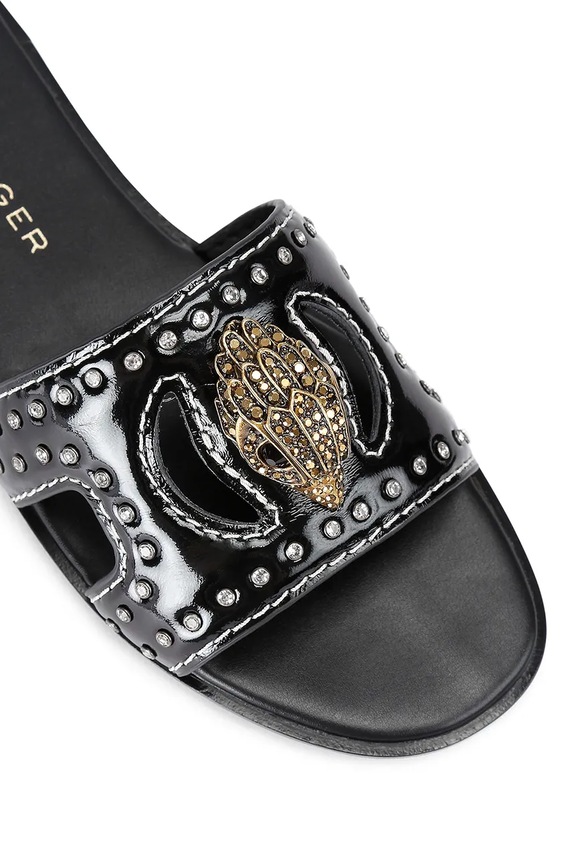 Cipők Kurt Geiger London bőr papucs Eagle Stud Cut Out Flat 4734400309.BLACK fekete