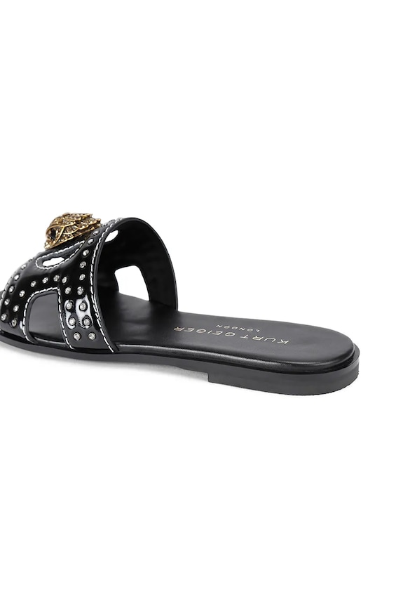 Kurt Geiger London bőr papucs Eagle Stud Cut Out Flat 4734400309.BLACK fekete