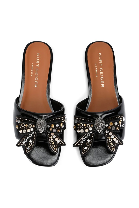 Kožené šľapky Kurt Geiger London Kensington Bow Flat Sandal 655705139.BLKCOMB čierna AW25