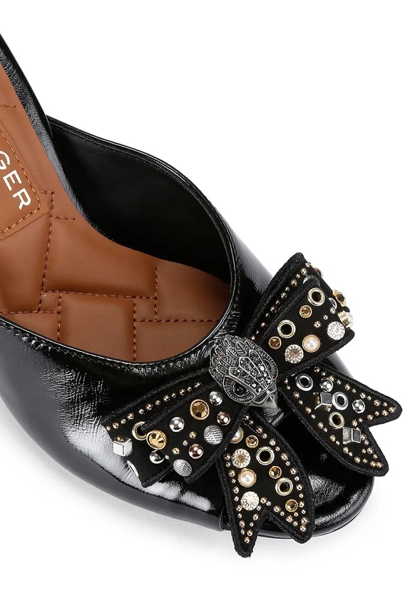 Încălțăminte Kurt Geiger London șlapi de piele Belgravia Stud Bow Mule 4711005309.BLKCOMB negru
