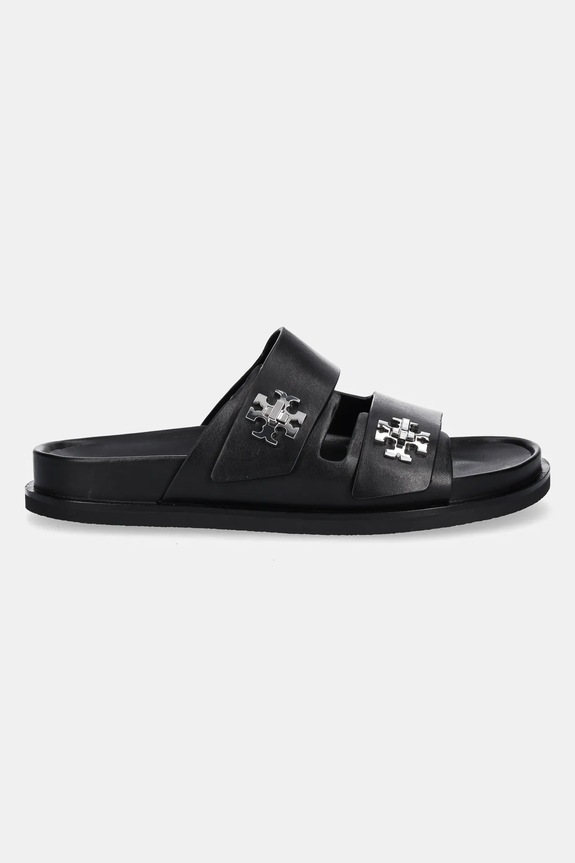 Kožne natikače Tory Burch T Lock Sport Slide 175640.006 crna AW25