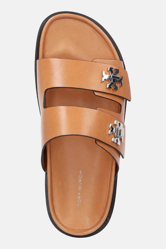 Kožne natikače Tory Burch T Lock Sport Slide smeđa 166905.250
