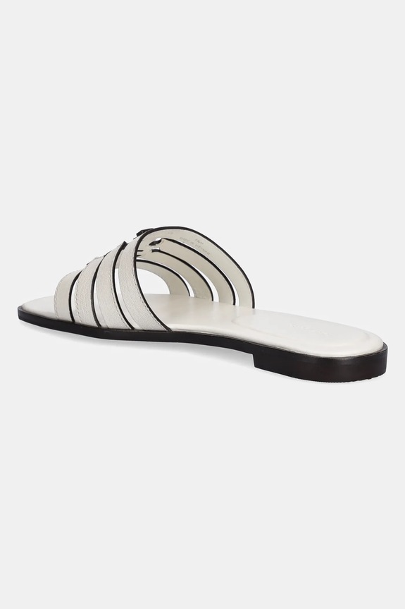 Încălțăminte Tory Burch papuci de piele Ines Cage Slide 158616.101 alb