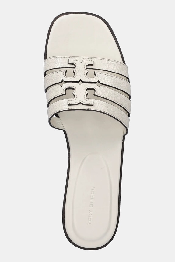Tory Burch papuci de piele Ines Cage Slide alb 158616.101