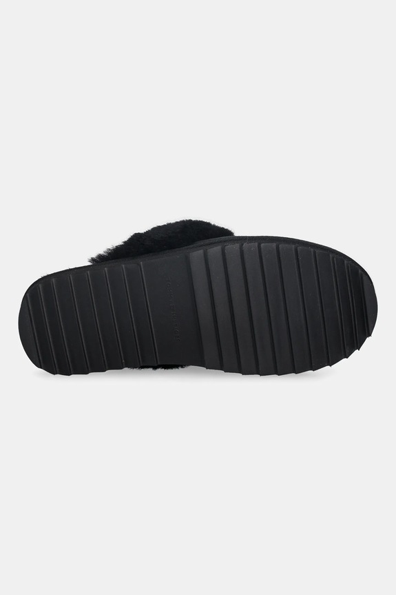 Kožené papuče Tommy Hilfiger TH SHEARLING HOUSE SHOE FW0FW09063 čierna