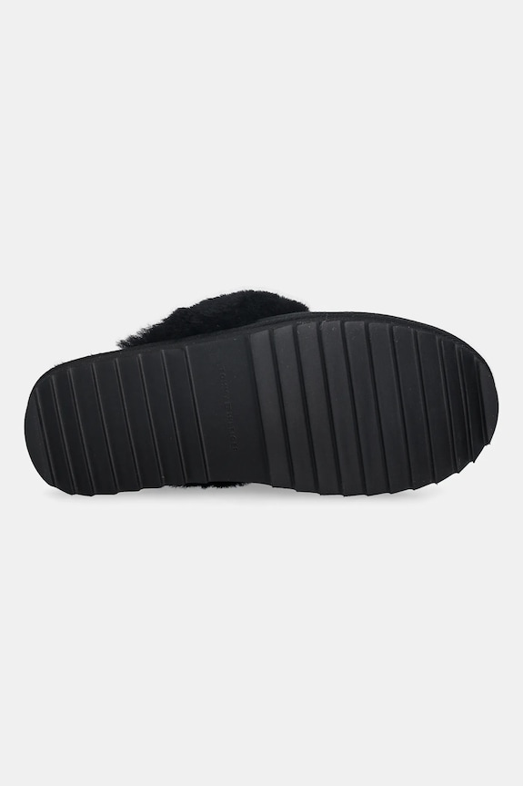 Kožené papuče Tommy Hilfiger TH SHEARLING HOUSE SHOE FW0FW09063 čierna