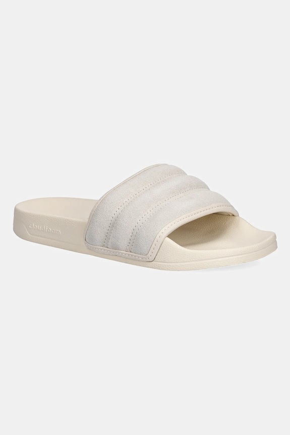 adidas klapki zamszowe Adilette Noshower płaski beżowy JP5191