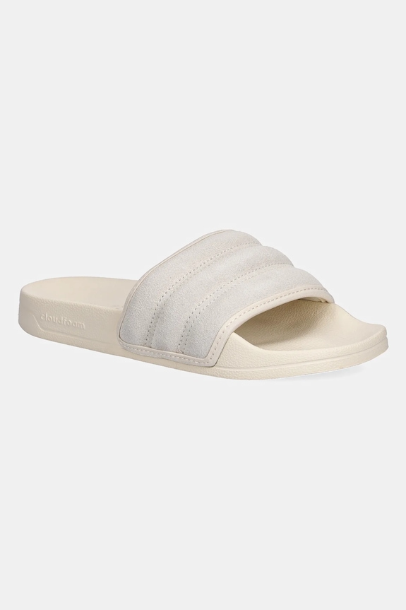 adidas klapki zamszowe Adilette Noshower płaski beżowy JP5191