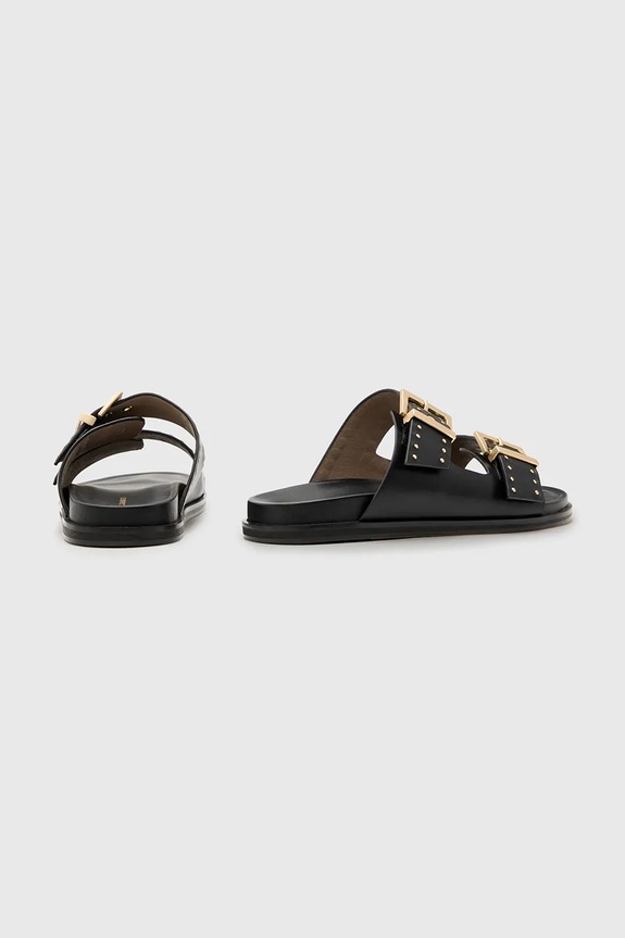 Obuwie AllSaints klapki skórzane Magda Stud Sandal W114FC czarny