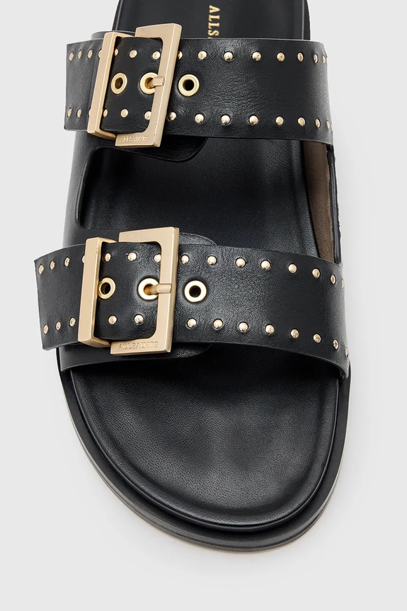 AllSaints klapki skórzane Magda Stud Sandal W114FC czarny