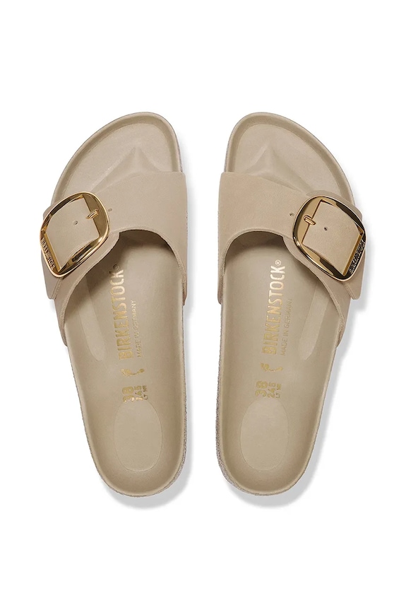 Шкіряні шльопанці Birkenstock Madrid Big Buckle бежевий 1030467