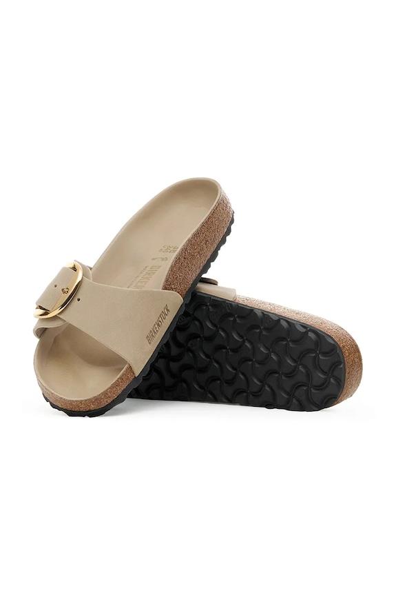 Шкіряні шльопанці Birkenstock Madrid Big Buckle 1030467 бежевий