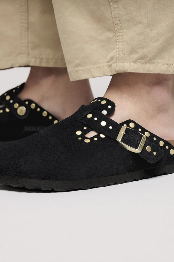 Birkenstock klapki zamszowe Boston Rivet 1030491