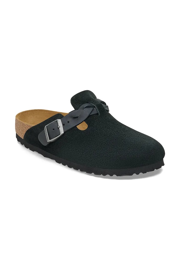 Birkenstock klapki zamszowe Boston Braided 1030497 czarny SS26