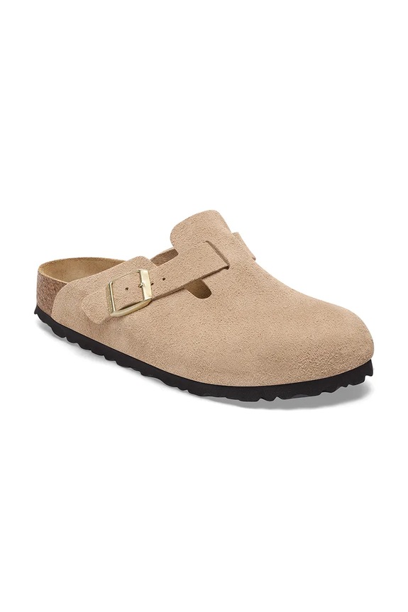 Birkenstock klapki zamszowe Boston 1030855 beżowy SS26