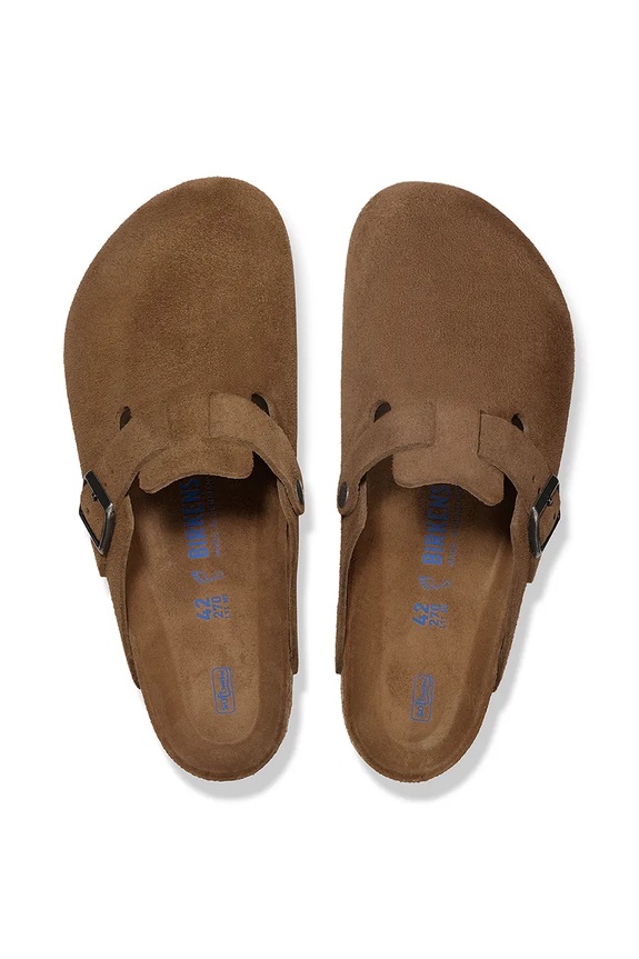 Shoes Birkenstock suede sliders Boston 1030861 brown