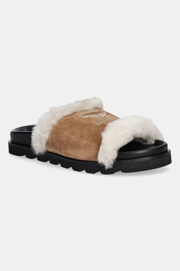 ZADIG&VOLTAIRE klapki zamszowe Teddy płaski brązowy SWCT02081