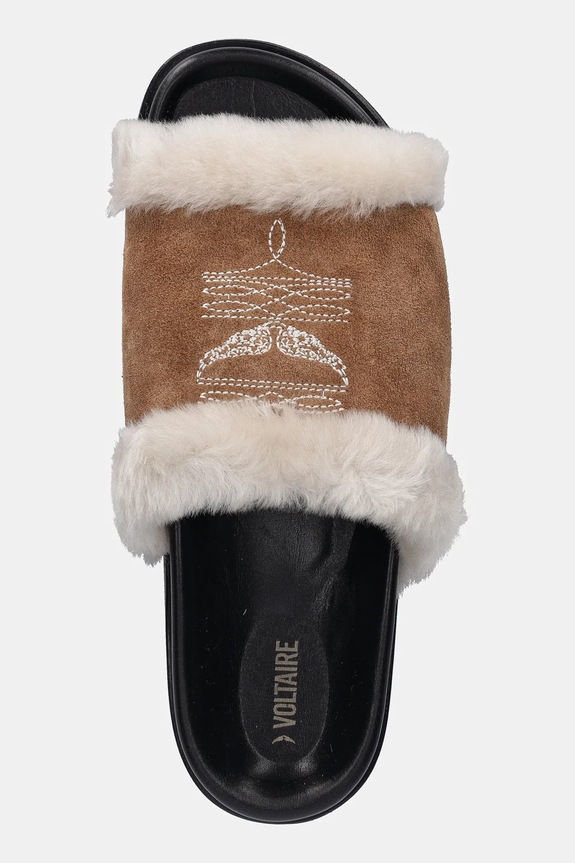 ZADIG&VOLTAIRE klapki zamszowe Teddy brązowy SWCT02081