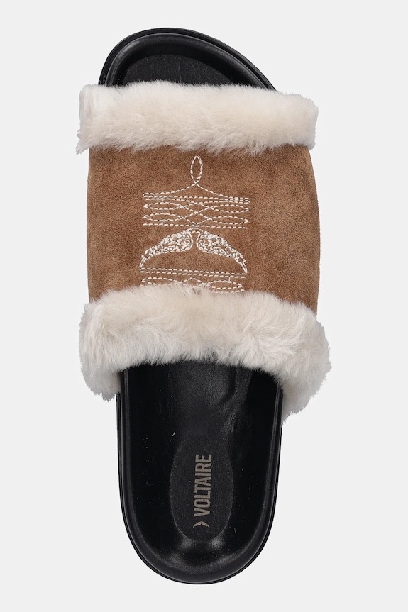 ZADIG&VOLTAIRE klapki zamszowe Teddy brązowy SWCT02081