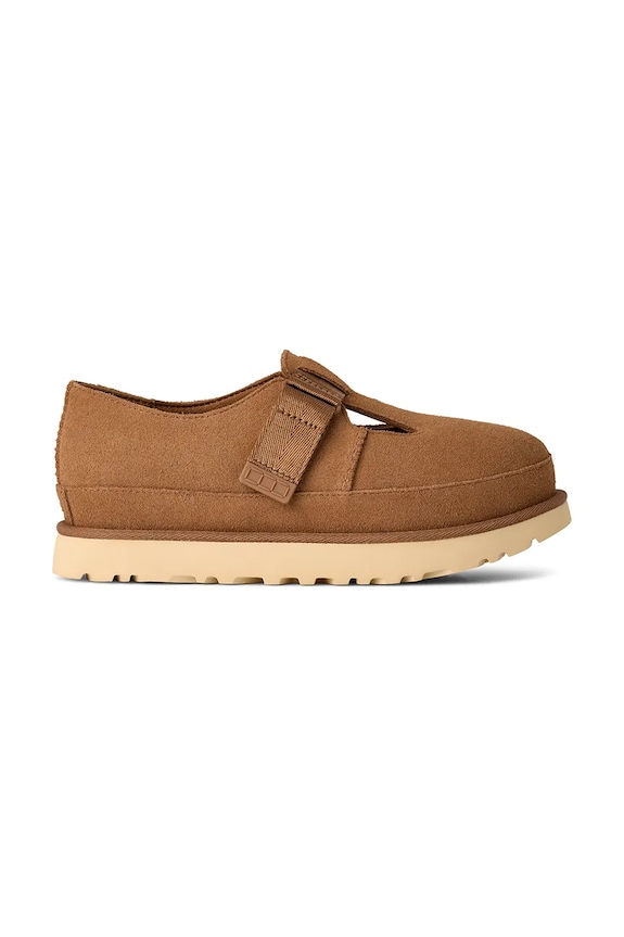 Semišové polobotky UGG Goldenstar Mary Jane platforma hnědá 1171506.CHE