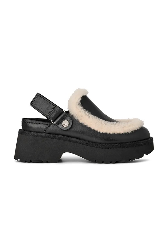 Šľapky UGG Esmee Leather Clog usňová koža čierna 1171507.BLK