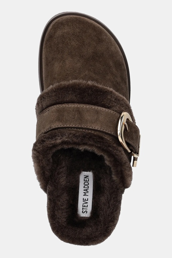 Steve Madden kapcie zamszowe Cozy Up brązowy 11004964.205