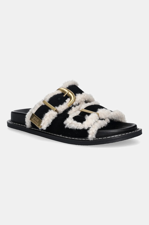 Steve Madden klapki zamszowe Arch-F płaski czarny 11005031.015