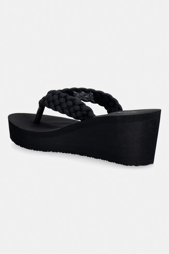 Obuwie Tommy Hilfiger japonki damskie TH WEDGE BRAIDED SUMMER FW0FW09198 czarny