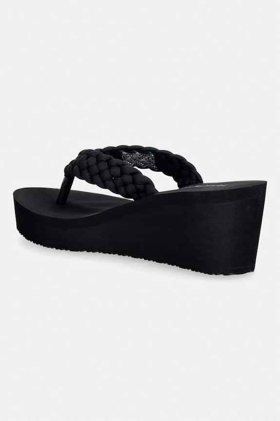 Obuwie Tommy Hilfiger japonki damskie TH WEDGE BRAIDED SUMMER FW0FW09198 czarny