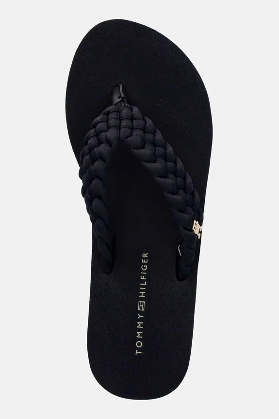 Tommy Hilfiger japonki damskie TH WEDGE BRAIDED SUMMER czarny FW0FW09198
