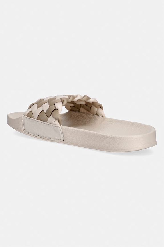 Obuv Tommy Hilfiger šľapky dámske TH BRAIDED POOL SLIDE FW0FW09203 béžová