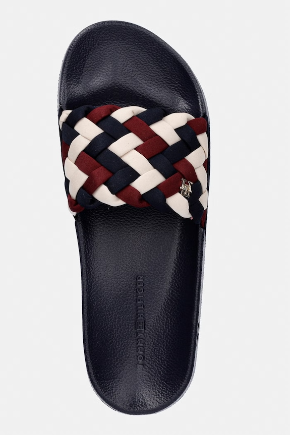 Tommy Hilfiger šľapky dámske TH BRAIDED POOL SLIDE tmavomodrá FW0FW09203