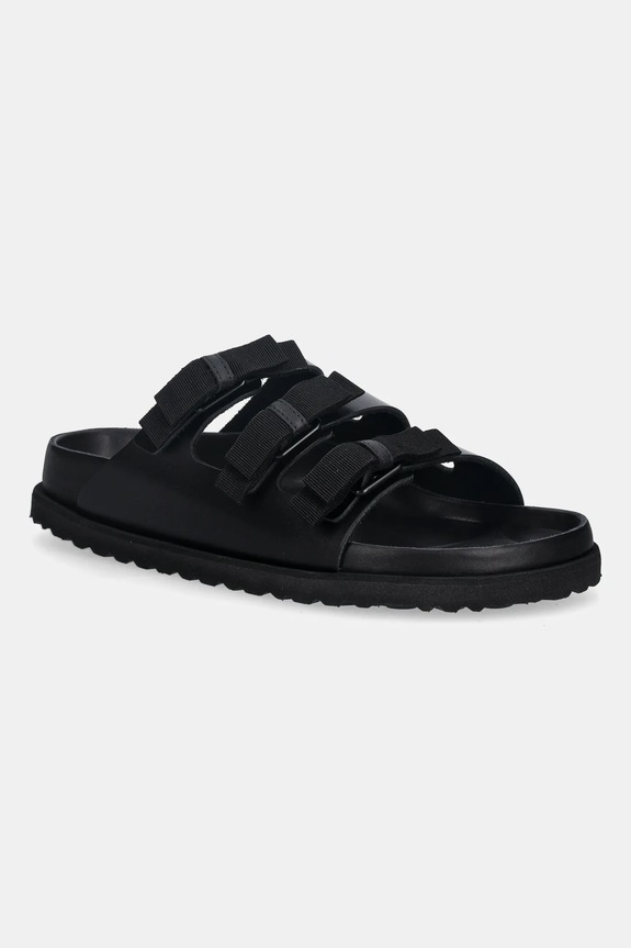Birkenstock 1774 klapki skórzane Florida NL płaski czarny 1031937
