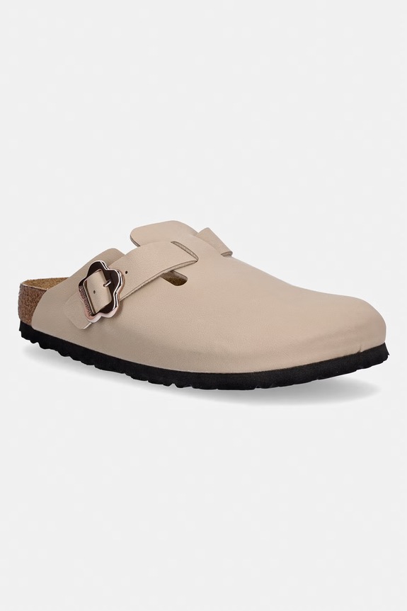 Παιδικές παντόφλες Birkenstock Boston απομίμηση λείου δέρματος μπεζ 1030630.36.39