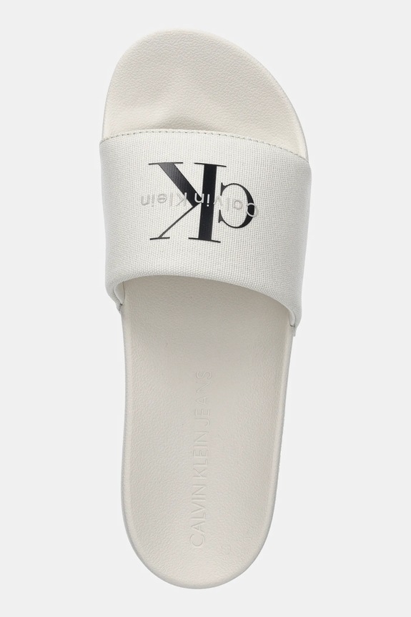 Calvin Klein Jeans klapki SLIDE MONOLOGO CV beżowy YM0YM01367