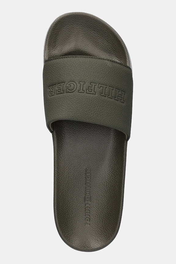 Pantofle Tommy Hilfiger TUMBLE HILFIGER POOL SLIDE zelená FM0FM05619