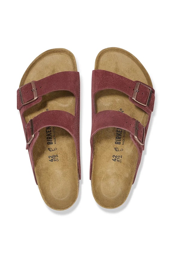 Birkenstock klapki zamszowe Arizona 1028353 czerwony