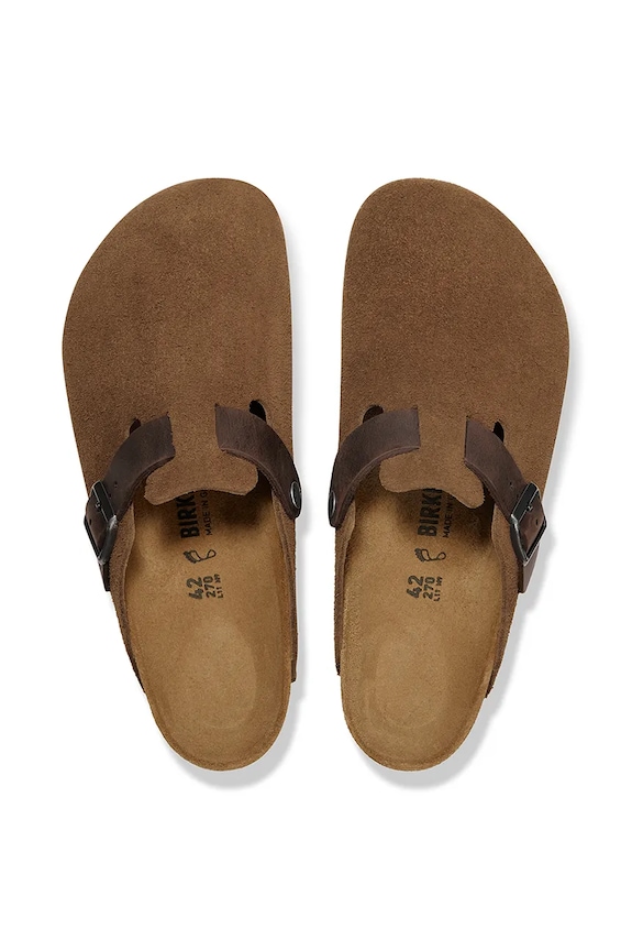 Obuwie Birkenstock klapki zamszowe Boston 1030667.DarkTea brązowy